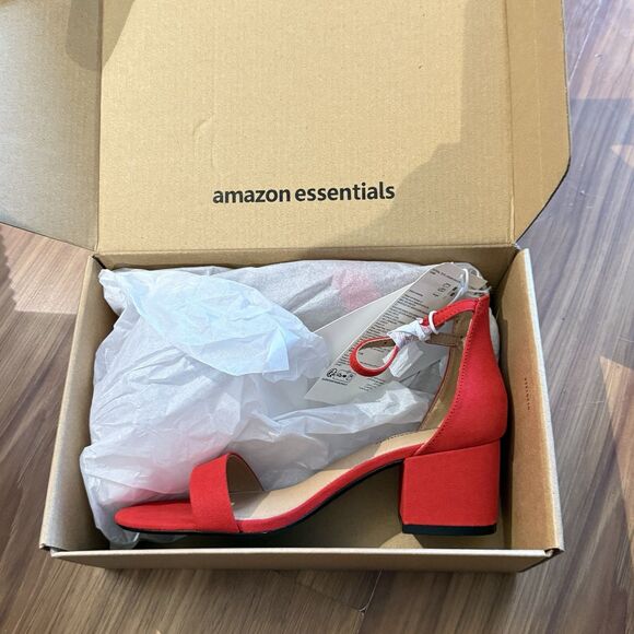 Women's Nola Heeled Sandals Two Strap Open Toe Bright Poppy Red Size 7 - Picture 9 of 12